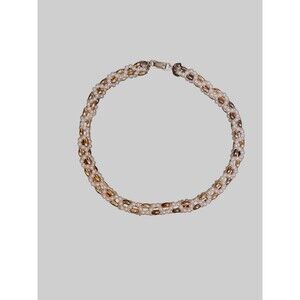 Vintage Germany Woven Faux Pearl Beaded Collar Necklace White Choker